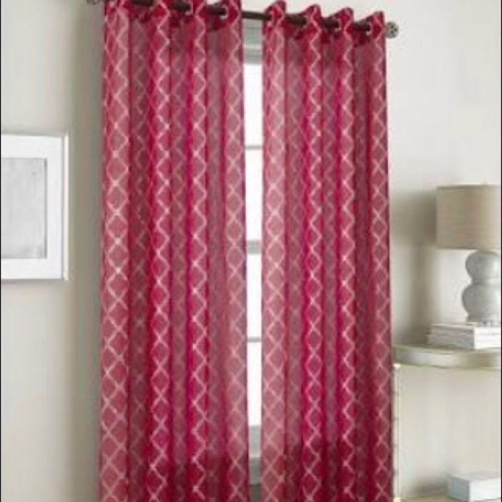 Red Grommet Window Curtain